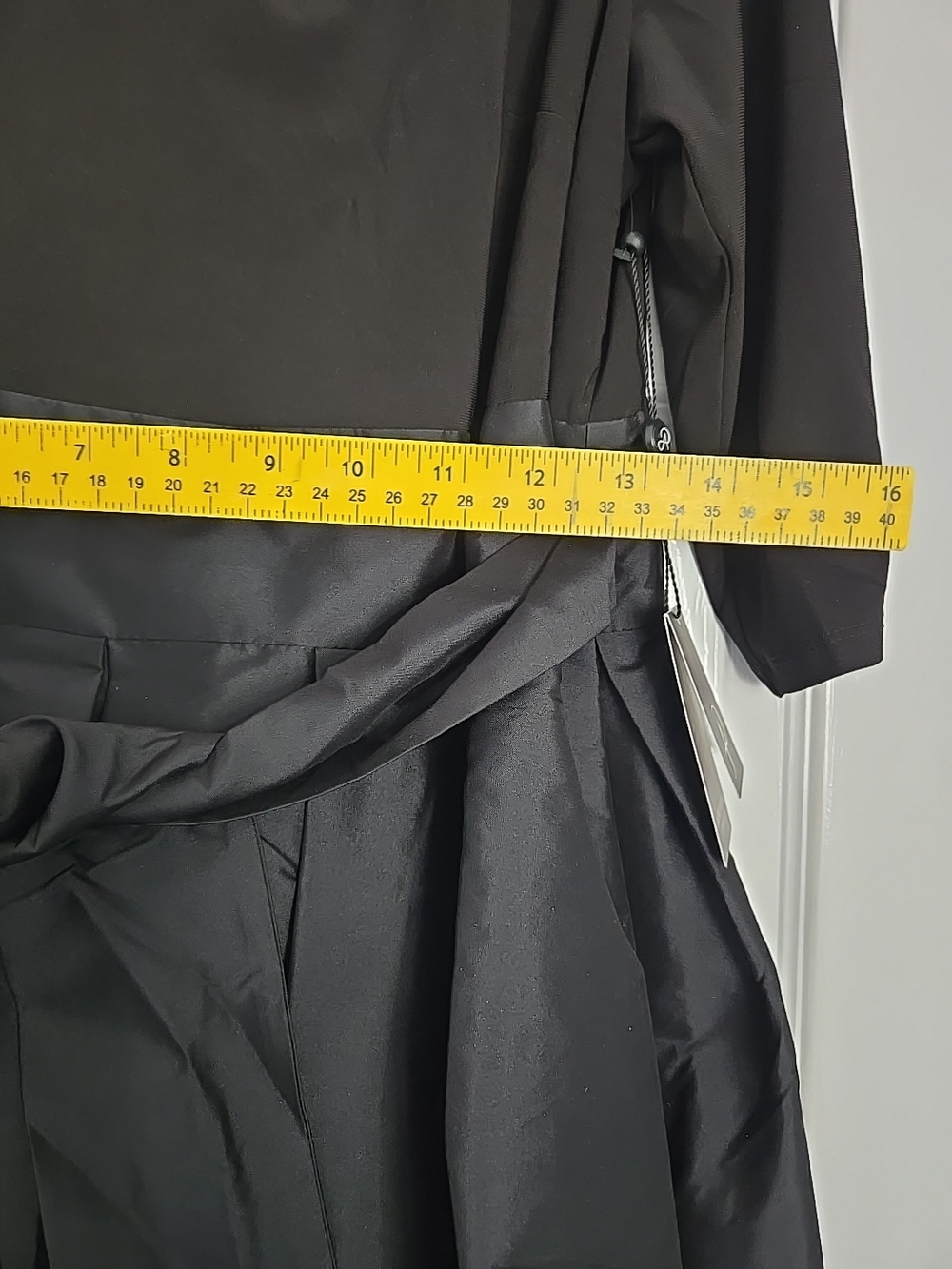 Adrianna Papell Taffeta Formal Evening Cocktail Black Dress Size 14M NWT - Picture 13 of 15